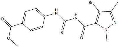 methyl 4-[({[(4-bromo-1,3-dimethyl-1H-pyrazol-5-yl)carbonyl]amino}carbothioyl)amino]benzoate Struktur