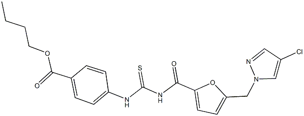 butyl 4-{[({5-[(4-chloro-1H-pyrazol-1-yl)methyl]-2-furoyl}amino)carbothioyl]amino}benzoate Struktur