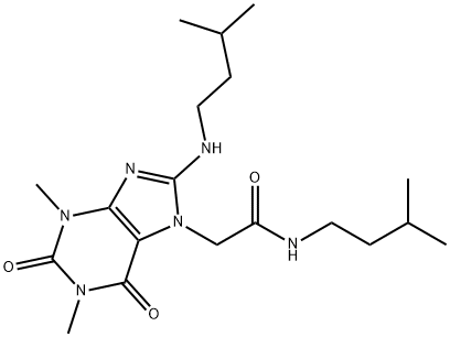 N-isopentyl-2-[8-(isopentylamino)-1,3-dimethyl-2,6-dioxo-1,2,3,6-tetrahydro-7H-purin-7-yl]acetamide Struktur