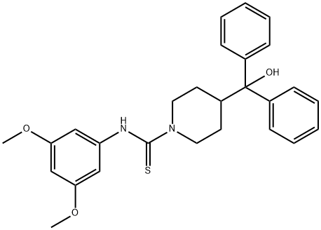 N-(3,5-dimethoxyphenyl)-4-[hydroxy(diphenyl)methyl]-1-piperidinecarbothioamide Struktur