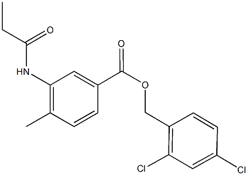 2,4-dichlorobenzyl 4-methyl-3-(propionylamino)benzoate Struktur