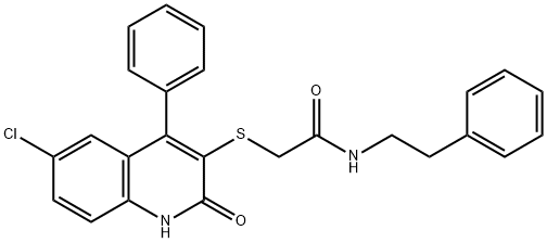 2-[(6-chloro-2-oxo-4-phenyl-1,2-dihydro-3-quinolinyl)sulfanyl]-N-(2-phenylethyl)acetamide Struktur