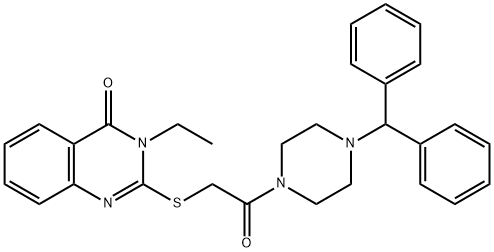 2-{[2-(4-benzhydryl-1-piperazinyl)-2-oxoethyl]sulfanyl}-3-ethyl-4(3H)-quinazolinone Struktur