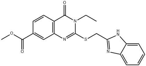 methyl 2-[(1H-benzimidazol-2-ylmethyl)sulfanyl]-3-ethyl-4-oxo-3,4-dihydro-7-quinazolinecarboxylate Struktur