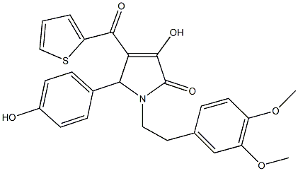 1-[2-(3,4-dimethoxyphenyl)ethyl]-3-hydroxy-5-(4-hydroxyphenyl)-4-(2-thienylcarbonyl)-1,5-dihydro-2H-pyrrol-2-one Struktur