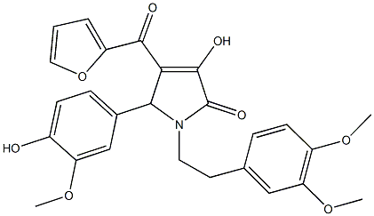 1-[2-(3,4-dimethoxyphenyl)ethyl]-4-(2-furoyl)-3-hydroxy-5-(4-hydroxy-3-methoxyphenyl)-1,5-dihydro-2H-pyrrol-2-one Struktur