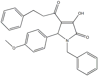 1-benzyl-3-hydroxy-5-(4-methoxyphenyl)-4-(3-phenylpropanoyl)-1,5-dihydro-2H-pyrrol-2-one Struktur