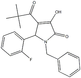 1-benzyl-4-(2,2-dimethylpropanoyl)-5-(2-fluorophenyl)-3-hydroxy-1,5-dihydro-2H-pyrrol-2-one Struktur