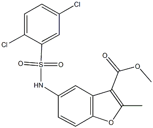 methyl 5-{[(2,5-dichlorophenyl)sulfonyl]amino}-2-methyl-1-benzofuran-3-carboxylate Struktur