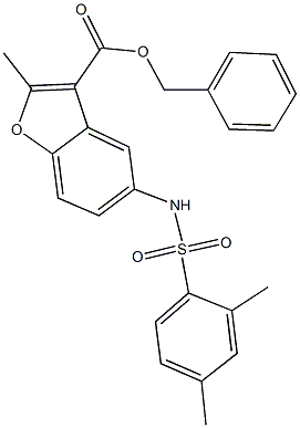 benzyl 5-{[(2,4-dimethylphenyl)sulfonyl]amino}-2-methyl-1-benzofuran-3-carboxylate Struktur