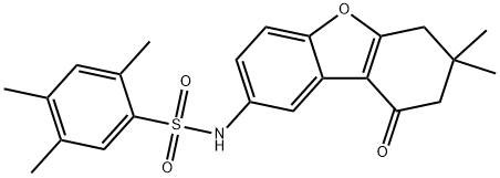 N-(7,7-dimethyl-9-oxo-6,7,8,9-tetrahydrodibenzo[b,d]furan-2-yl)-2,4,5-trimethylbenzenesulfonamide Struktur