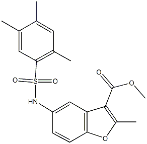 methyl 2-methyl-5-{[(2,4,5-trimethylphenyl)sulfonyl]amino}-1-benzofuran-3-carboxylate Struktur