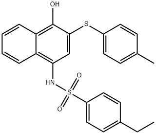 4-ethyl-N-{4-hydroxy-3-[(4-methylphenyl)sulfanyl]-1-naphthyl}benzenesulfonamide Struktur