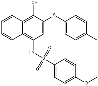 N-{4-hydroxy-3-[(4-methylphenyl)sulfanyl]-1-naphthyl}-4-methoxybenzenesulfonamide Struktur