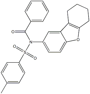 N-benzoyl-4-methyl-N-(6,7,8,9-tetrahydrodibenzo[b,d]furan-2-yl)benzenesulfonamide Struktur