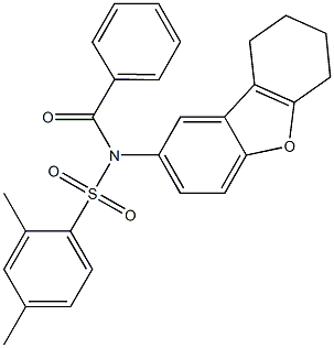 N-benzoyl-2,4-dimethyl-N-(6,7,8,9-tetrahydrodibenzo[b,d]furan-2-yl)benzenesulfonamide Struktur