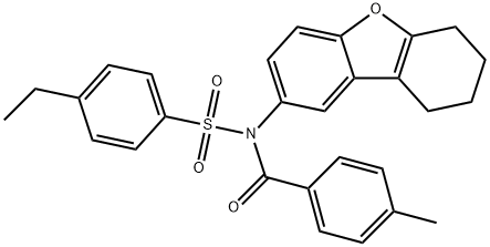 4-ethyl-N-(4-methylbenzoyl)-N-(6,7,8,9-tetrahydrodibenzo[b,d]furan-2-yl)benzenesulfonamide Struktur