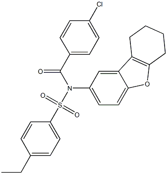 N-(4-chlorobenzoyl)-4-ethyl-N-(6,7,8,9-tetrahydrodibenzo[b,d]furan-2-yl)benzenesulfonamide Struktur