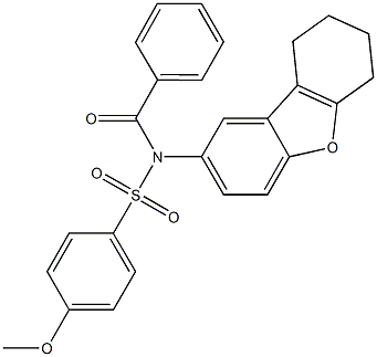 N-benzoyl-4-methoxy-N-(6,7,8,9-tetrahydrodibenzo[b,d]furan-2-yl)benzenesulfonamide Struktur