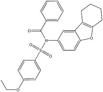 N-benzoyl-4-ethoxy-N-(6,7,8,9-tetrahydrodibenzo[b,d]furan-2-yl)benzenesulfonamide Struktur