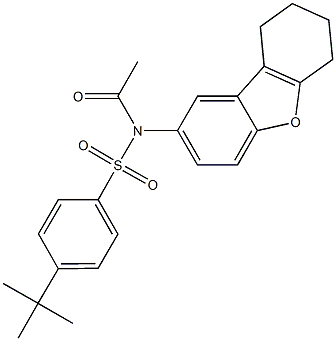 N-acetyl-4-tert-butyl-N-(6,7,8,9-tetrahydrodibenzo[b,d]furan-2-yl)benzenesulfonamide Struktur