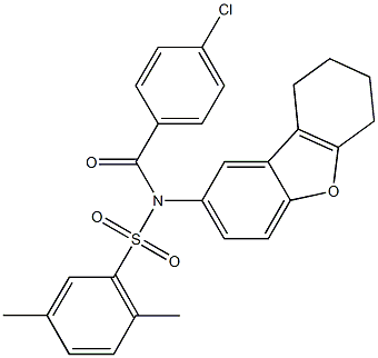 N-(4-chlorobenzoyl)-2,5-dimethyl-N-(6,7,8,9-tetrahydrodibenzo[b,d]furan-2-yl)benzenesulfonamide Struktur