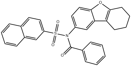 N-benzoyl-N-(6,7,8,9-tetrahydrodibenzo[b,d]furan-2-yl)-2-naphthalenesulfonamide Struktur