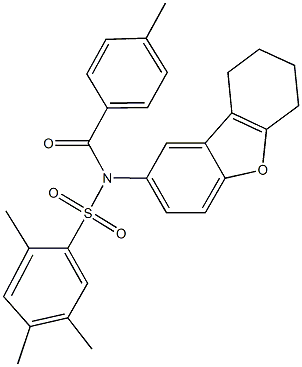 2,4,5-trimethyl-N-(4-methylbenzoyl)-N-(6,7,8,9-tetrahydrodibenzo[b,d]furan-2-yl)benzenesulfonamide Struktur