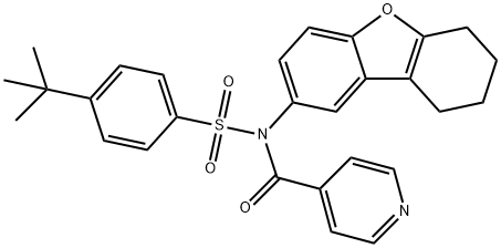 4-tert-butyl-N-isonicotinoyl-N-(6,7,8,9-tetrahydrodibenzo[b,d]furan-2-yl)benzenesulfonamide Struktur