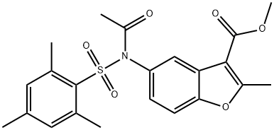 methyl 5-[acetyl(mesitylsulfonyl)amino]-2-methyl-1-benzofuran-3-carboxylate Struktur