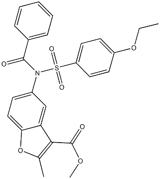 methyl 5-{benzoyl[(4-ethoxyphenyl)sulfonyl]amino}-2-methyl-1-benzofuran-3-carboxylate Struktur