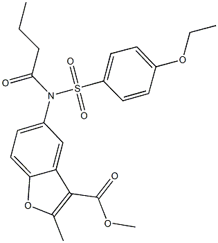 methyl 5-{butyryl[(4-ethoxyphenyl)sulfonyl]amino}-2-methyl-1-benzofuran-3-carboxylate Struktur