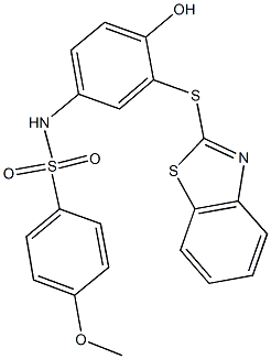 N-[3-(1,3-benzothiazol-2-ylsulfanyl)-4-hydroxyphenyl]-4-methoxybenzenesulfonamide Struktur