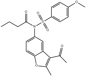 N-(3-acetyl-2-methyl-1-benzofuran-5-yl)-N-butyryl-4-methoxybenzenesulfonamide Struktur