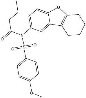 N-butyryl-4-methoxy-N-(6,7,8,9-tetrahydrodibenzo[b,d]furan-2-yl)benzenesulfonamide Struktur