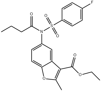 ethyl 5-{butyryl[(4-fluorophenyl)sulfonyl]amino}-2-methyl-1-benzofuran-3-carboxylate Struktur