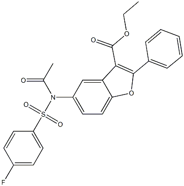 ethyl 5-{acetyl[(4-fluorophenyl)sulfonyl]amino}-2-phenyl-1-benzofuran-3-carboxylate Struktur