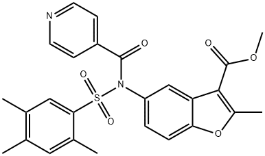 methyl 5-{isonicotinoyl[(2,4,5-trimethylphenyl)sulfonyl]amino}-2-methyl-1-benzofuran-3-carboxylate Struktur