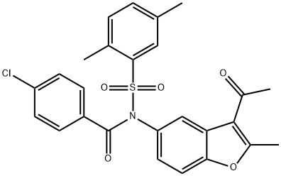 N-(3-acetyl-2-methyl-1-benzofuran-5-yl)-N-(4-chlorobenzoyl)-2,5-dimethylbenzenesulfonamide Struktur