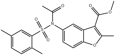 methyl 5-{acetyl[(2,5-dimethylphenyl)sulfonyl]amino}-2-methyl-1-benzofuran-3-carboxylate Struktur