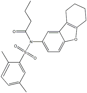 N-butyryl-2,5-dimethyl-N-(6,7,8,9-tetrahydrodibenzo[b,d]furan-2-yl)benzenesulfonamide Struktur