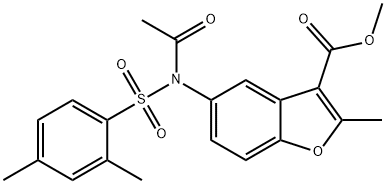 methyl 5-{acetyl[(2,4-dimethylphenyl)sulfonyl]amino}-2-methyl-1-benzofuran-3-carboxylate Struktur