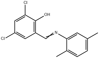 2,4-dichloro-6-{[(2,5-dimethylphenyl)imino]methyl}phenol Struktur