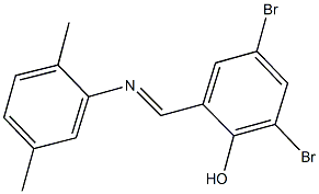 2,4-dibromo-6-{[(2,5-dimethylphenyl)imino]methyl}phenol Struktur