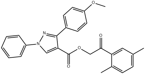 2-(2,5-dimethylphenyl)-2-oxoethyl 3-(4-methoxyphenyl)-1-phenyl-1H-pyrazole-4-carboxylate Struktur