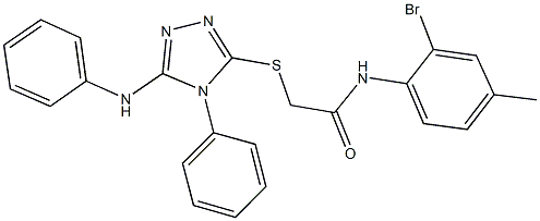 2-[(5-anilino-4-phenyl-4H-1,2,4-triazol-3-yl)sulfanyl]-N-(2-bromo-4-methylphenyl)acetamide Struktur