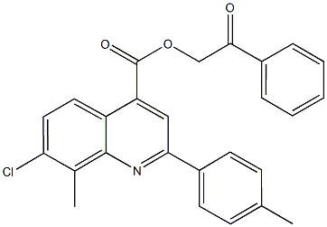 2-oxo-2-phenylethyl 7-chloro-8-methyl-2-(4-methylphenyl)-4-quinolinecarboxylate Struktur