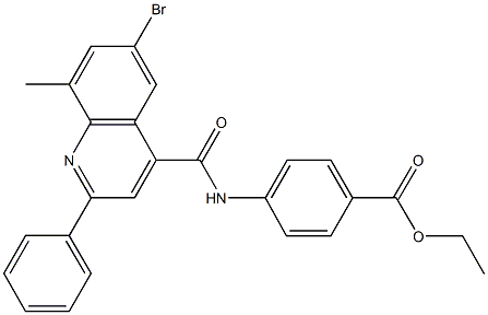 ethyl 4-{[(6-bromo-8-methyl-2-phenyl-4-quinolinyl)carbonyl]amino}benzoate Struktur