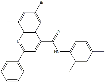 6-bromo-N-(2,4-dimethylphenyl)-8-methyl-2-phenyl-4-quinolinecarboxamide Struktur