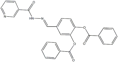 2-(benzoyloxy)-4-[2-(3-pyridinylcarbonyl)carbohydrazonoyl]phenyl benzoate Struktur